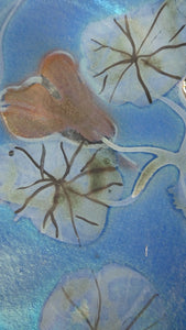 SCOTTISH POTTERY. Rarer Margery Clinton LARGE Circular Shallow Bowl with a Hand-Painted GOLD Lustre Flowerheads