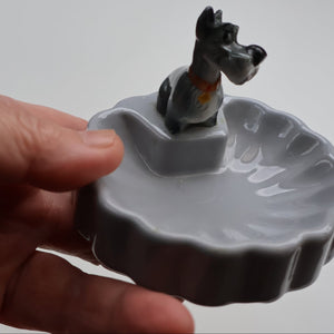 DISNEY INTEREST. Rare 1950s WADE Pin Tray with applied Wade Model of Jock (from Lady and the Tramp)