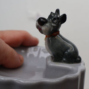 DISNEY INTEREST. Rare 1950s WADE Pin Tray with applied Wade Model of Jock (from Lady and the Tramp)