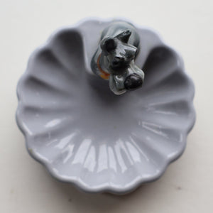 DISNEY INTEREST. Rare 1950s WADE Pin Tray with applied Wade Model of Jock (from Lady and the Tramp)