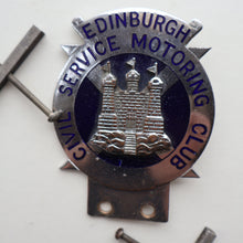 Load image into Gallery viewer, VERY RARE Vintage 1960s EDINBURGH Civil Service Motoring Club Car Badge
