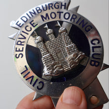 Load image into Gallery viewer, VERY RARE Vintage 1960s EDINBURGH Civil Service Motoring Club Car Badge
