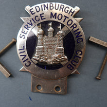 Load image into Gallery viewer, VERY RARE Vintage 1960s EDINBURGH Civil Service Motoring Club Car Badge
