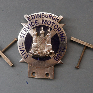 VERY RARE Vintage 1960s EDINBURGH Civil Service Motoring Club Car Badge