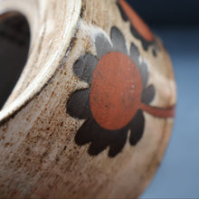 Load image into Gallery viewer, STUDIO POTTERY. Vintage 1960s Teapot with Sunflower Pattern &amp; Cane Handle by Briglin Pottery
