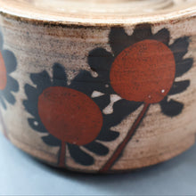 Load image into Gallery viewer, STUDIO POTTERY. Vintage 1960s Teapot with Sunflower Pattern &amp; Cane Handle by Briglin Pottery
