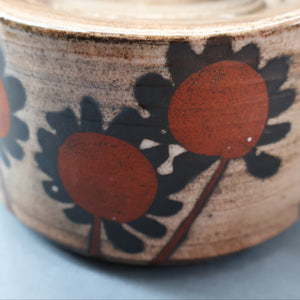 STUDIO POTTERY. Vintage 1960s Teapot with Sunflower Pattern & Cane Handle by Briglin Pottery