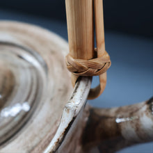Load image into Gallery viewer, STUDIO POTTERY. Vintage 1960s Teapot with Sunflower Pattern &amp; Cane Handle by Briglin Pottery
