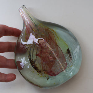 Vintage 1970s ISLE OF WIGHT Glass Lollipop Vase with Flame Pontil Mark