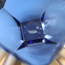 Load image into Gallery viewer, 1960s MURANO Glass Bowl. Vintage Sommerso Geode Blue and Clear Glass Chunky Bowl

