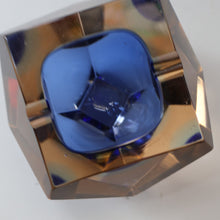 Load image into Gallery viewer, 1960s MURANO Glass Bowl. Vintage Sommerso Geode Blue and Clear Glass Chunky Bowl
