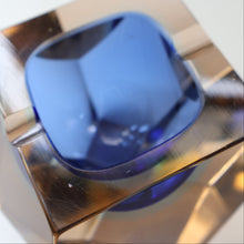 Load image into Gallery viewer, 1960s MURANO Glass Bowl. Vintage Sommerso Geode Blue and Clear Glass Chunky Bowl
