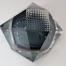 Load image into Gallery viewer, 1960s MURANO Glass Bowl. Vintage Sommerso Geode Grey and Clear Glass Chunky Bowl
