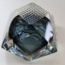 Load image into Gallery viewer, 1960s MURANO Glass Bowl. Vintage Sommerso Geode Grey and Clear Glass Chunky Bowl
