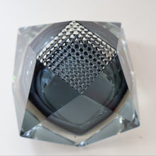 Load image into Gallery viewer, 1960s MURANO Glass Bowl. Vintage Sommerso Geode Grey and Clear Glass Chunky Bowl
