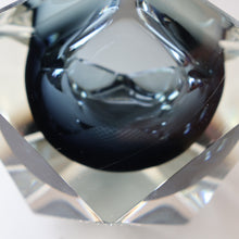 Load image into Gallery viewer, 1960s MURANO Glass Bowl. Vintage Sommerso Geode Grey and Clear Glass Chunky Bowl
