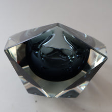 Load image into Gallery viewer, 1960s MURANO Glass Bowl. Vintage Sommerso Geode Grey and Clear Glass Chunky Bowl
