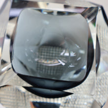 Load image into Gallery viewer, 1960s MURANO Glass Bowl. Vintage Sommerso Geode Grey and Clear Glass Chunky Bowl
