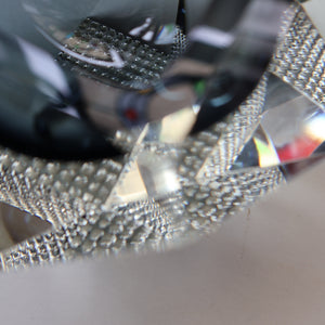 1960s MURANO Glass Bowl. Vintage Sommerso Geode Grey and Clear Glass Chunky Bowl
