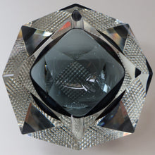 Load image into Gallery viewer, 1960s MURANO Glass Bowl. Vintage Sommerso Geode Grey and Clear Glass Chunky Bowl
