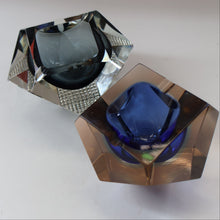 Load image into Gallery viewer, 1960s MURANO Glass Bowl. Vintage Sommerso Geode Grey and Clear Glass Chunky Bowl
