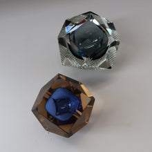 Load image into Gallery viewer, 1960s MURANO Glass Bowl. Vintage Sommerso Geode Grey and Clear Glass Chunky Bowl
