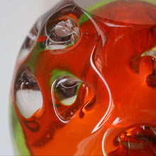 Load image into Gallery viewer, FERRO GALLIANO: 1960s MURANO Chunky Glass Bowl. Vintage Sommerso Geode Red, Yellow and Clear Glass with Dimples
