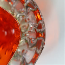 Load image into Gallery viewer, FERRO GALLIANO: 1960s MURANO Chunky Glass Bowl. Vintage Sommerso Geode Red, Yellow and Clear Glass with Dimples
