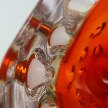 Load image into Gallery viewer, FERRO GALLIANO: 1960s MURANO Chunky Glass Bowl. Vintage Sommerso Geode Red, Yellow and Clear Glass with Dimples
