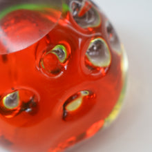 Load image into Gallery viewer, FERRO GALLIANO: 1960s MURANO Chunky Glass Bowl. Vintage Sommerso Geode Red, Yellow and Clear Glass with Dimples
