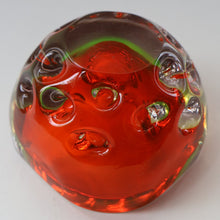 Load image into Gallery viewer, FERRO GALLIANO: 1960s MURANO Chunky Glass Bowl. Vintage Sommerso Geode Red, Yellow and Clear Glass with Dimples
