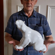 Load image into Gallery viewer, Vintage Russian / LOMONOSOV Imperial Porcelain Factory White POLAR Bear. Height 10 1/2 inches 
