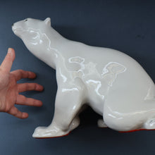 Load image into Gallery viewer, Vintage Russian / LOMONOSOV Imperial Porcelain Factory White POLAR Bear. Height 10 1/2 inches 
