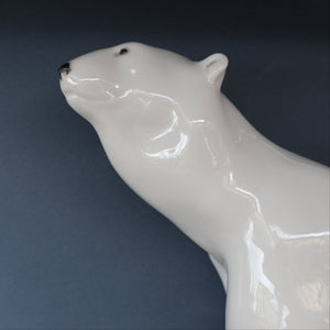 Vintage Russian / LOMONOSOV Imperial Porcelain Factory White POLAR Bear. Height 10 1/2 inches 