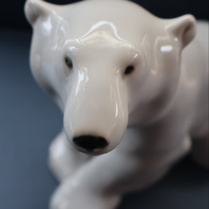 Vintage Russian / LOMONOSOV Imperial Porcelain Factory White POLAR Bear. Height 10 1/2 inches 