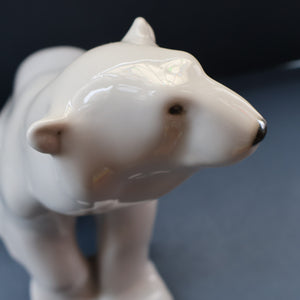 Vintage Russian / LOMONOSOV Imperial Porcelain Factory White POLAR Bear. Height 10 1/2 inches 