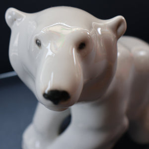 Vintage Russian / LOMONOSOV Imperial Porcelain Factory White POLAR Bear. Height 10 1/2 inches 