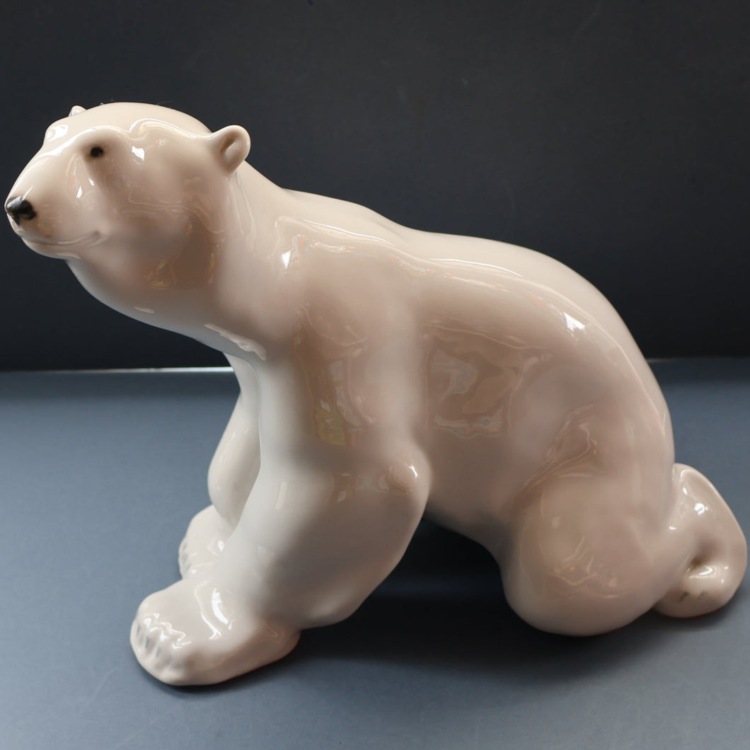 MASSIVE: Vintage Russian / LOMONOSOV Imperial Porcelain Factory White POLAR Bear. Height 10 1/2 inches