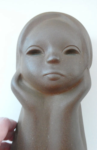 Vintage RUSSIAN 1960s Pottery Figurine of the Head of a Little Girl. With Tekt Pottery Label Inside TEKT