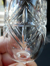 Load image into Gallery viewer, BOXED. Vintage Edinburgh Crystal PAIR of Tall CHAMPAGNE Flute Glasses. Rarer NESS Pattern.   8 1/4 inches
