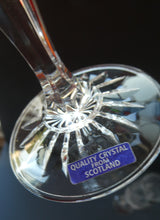 Load image into Gallery viewer, BOXED. Vintage Edinburgh Crystal PAIR of Tall CHAMPAGNE Flute Glasses. Rarer NESS Pattern.   8 1/4 inches

