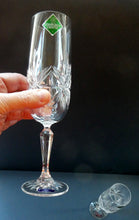 Load image into Gallery viewer, BOXED. Vintage Edinburgh Crystal PAIR of Tall CHAMPAGNE Flute Glasses. Rarer NESS Pattern.   8 1/4 inches
