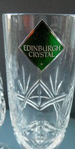 BOXED. Vintage Edinburgh Crystal PAIR of Tall CHAMPAGNE Flute Glasses. Rarer NESS Pattern.   8 1/4 inches