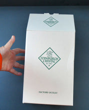 Load image into Gallery viewer, BOXED. Vintage Edinburgh Crystal PAIR of Tall CHAMPAGNE Flute Glasses. Rarer NESS Pattern.   8 1/4 inches
