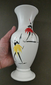 1950s Burleigh Ware Vase Mid Century Modern Ceramics with Tribal Figures