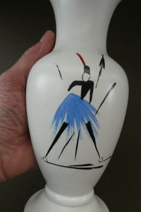 1950s Burleigh Ware Vase Mid Century Modern Ceramics with Tribal Figures 