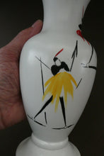 Load image into Gallery viewer, 1950s Burleigh Ware Vase Mid Century Modern Ceramics with Tribal Figures
