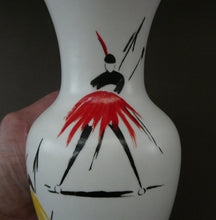 Load image into Gallery viewer, 1950s Burleigh Ware Vase Mid Century Modern Ceramics with Tribal Figures
