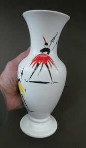 1950s Burleigh Ware Vase Mid Century Modern Ceramics with Tribal Figures