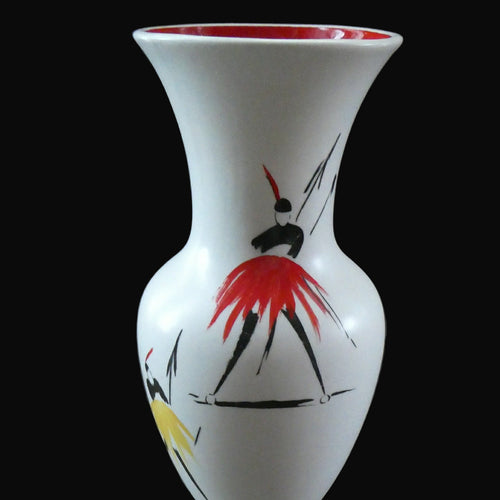 1950s Burleigh Ware Vase Mid Century Modern Ceramics with Tribal Figures